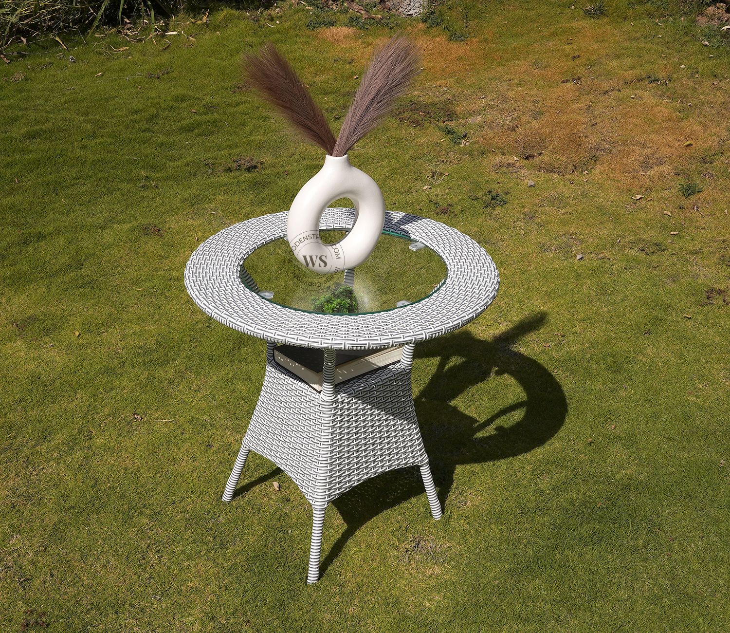 Sienna Round Outdoor Garden Table (White and Black, Dual Tone)