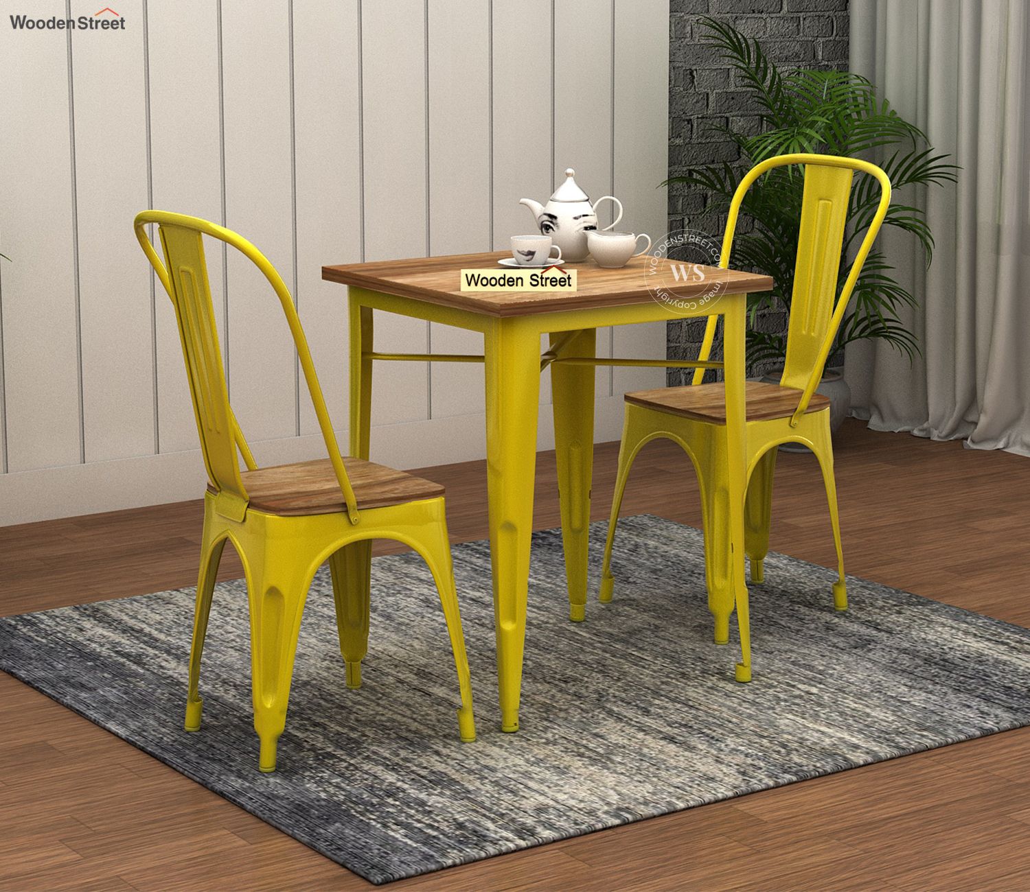 Cora Metal Outdoor 2 Seater Dining Set (Yellow)