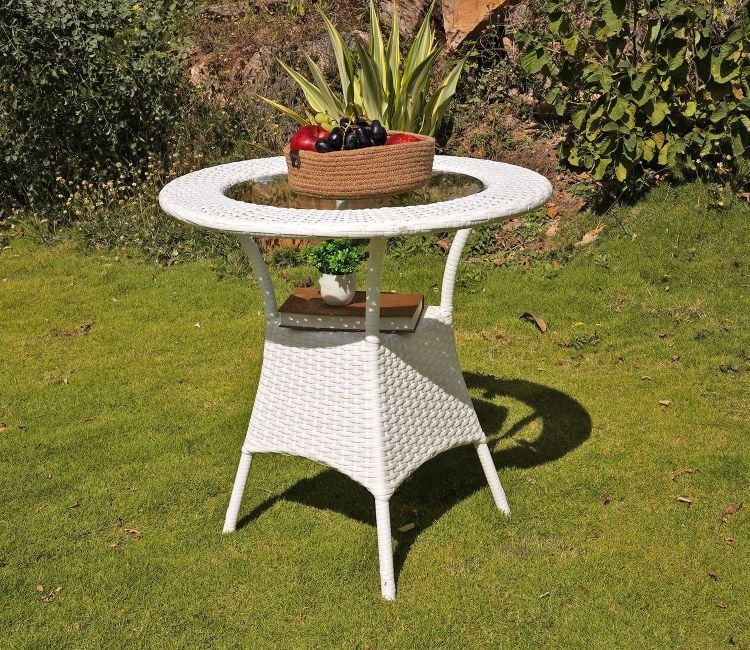 Sienna Round Outdoor Garden Table (White)